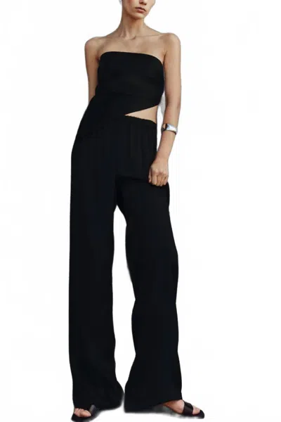 Enza Costa Fluid Twill Scarf Top In Black