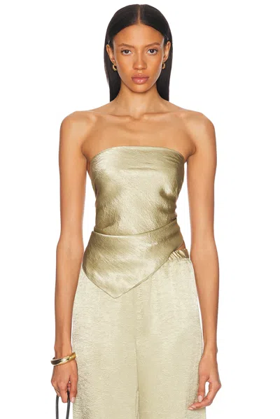 Enza Costa For Fwrd Textured Satin Scarf Top In Neutral