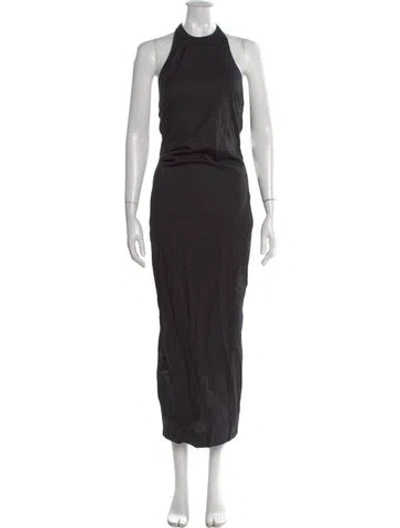 Pre-owned Enza Costa Halterneck Long Dress In Black