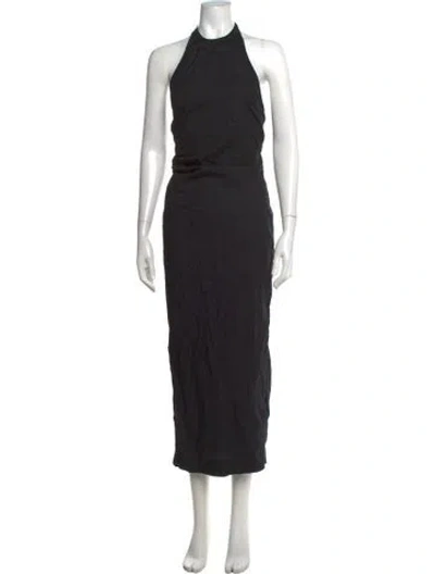 Pre-owned Enza Costa Halterneck Long Dress In Black