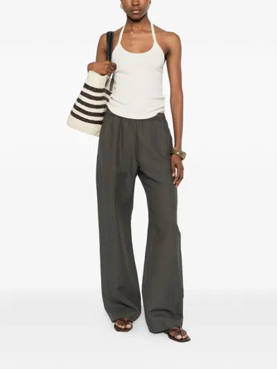 Enza Costa Halter-neck Ribbed Tank Top In Black