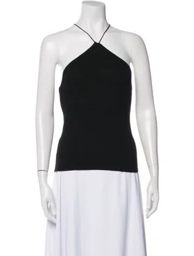 Pre-owned Enza Costa Halterneck Sleeveless Crop Top In Black