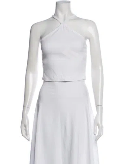 Pre-owned Enza Costa Halterneck Sleeveless Crop Top In White