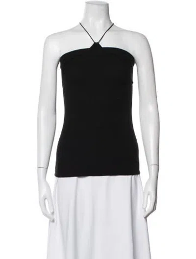 Pre-owned Enza Costa Halterneck Sleeveless Top In Black