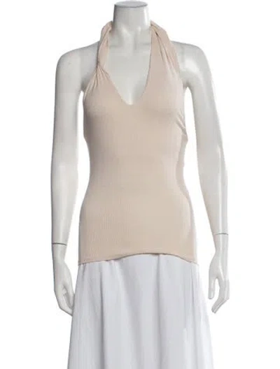 Pre-owned Enza Costa Halterneck Sleeveless Top In Neutrals