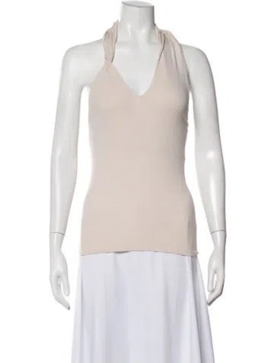 Pre-owned Enza Costa Halterneck Sleeveless Top In White