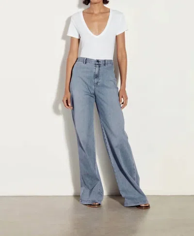 Enza Costa High Waisted Wide Leg Jeans In Midwash In Multi
