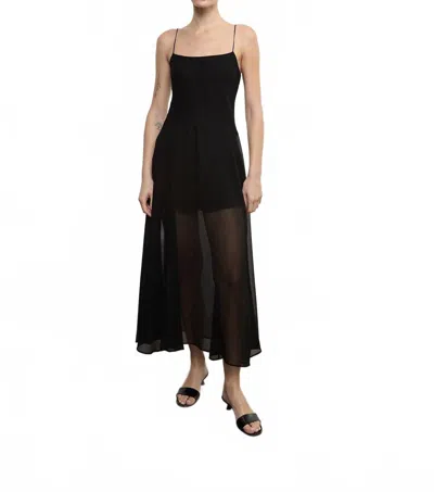 Enza Costa Japanese Yoryu Chiffon Dress In Black