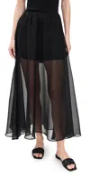 Enza Costa Japanese Yoryu Chiffon Skirt Black