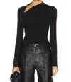 ENZA COSTA JERSEY LONG SLEEVE SLASH TOP IN BLACK