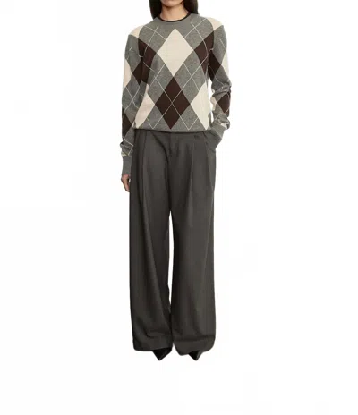 Enza Costa Knit Cashmere Argyle Sweater In Gray