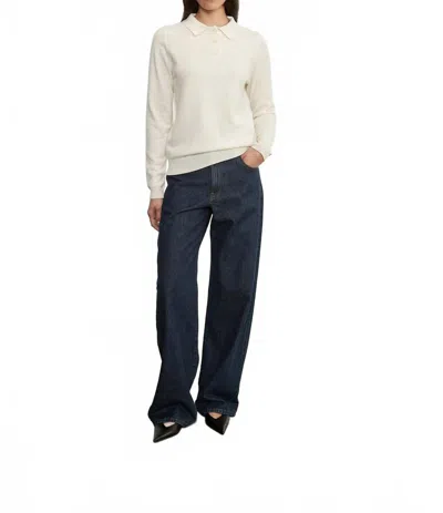Enza Costa Knit Cashmere Polo Sweater In Chalk In White