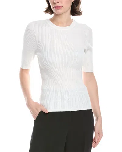Enza Costa Knit Half-sleeve Linen-blend Sweater In White