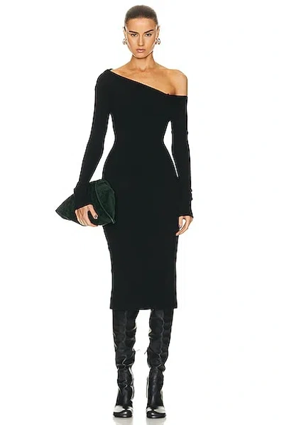Enza Costa Sweater Knit Slouch Shoulder Dress In Black