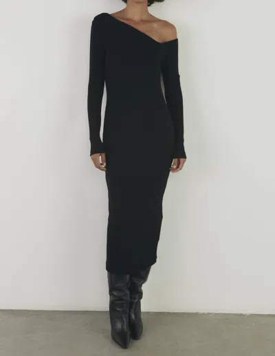 Enza Costa Knit One-shoulder Dress In Black