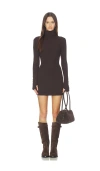 Enza Costa Knit Turtleneck Tunic Dress In Brown