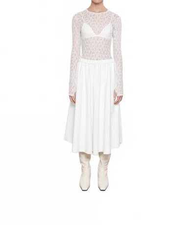 Enza Costa Lace Long Sleeve Crew Top In Off White