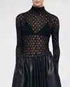 Enza Costa Lace Long Sleeve Turtleneck In Black