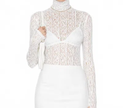 Enza Costa Lace Turtleneck Top In White