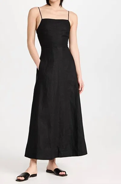 Enza Costa Laced Open Back Linen Dress In Black