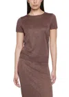 Enza Costa Lamé Cardigan Sweater In Brown In Brown