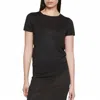 Enza Costa Lame Knitted Short Sleeve Sweater In Black In Black