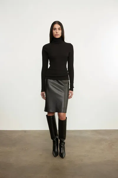 Enza Costa Layering Turtleneck Silk Sweater In Black