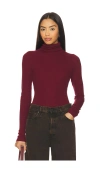 Enza Costa Silk Layering Turtleneck Top In Burgundy