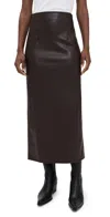 Enza Costa Leather Hi-waist Curve Skirt Dark Brown In Brown