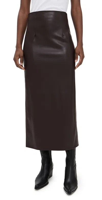 Enza Costa Leather Hi-waist Curve Skirt Dark Brown