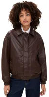 Enza Costa Leather Jacket Dark Brown In Brown