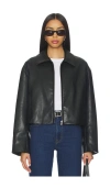 Enza Costa Leather Minimal Jacket In Black