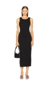 Enza Costa Lettuce Edge Boatneck Dress In Black