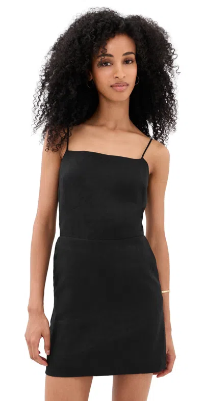 Enza Costa Linen Apron Mini Dress Black