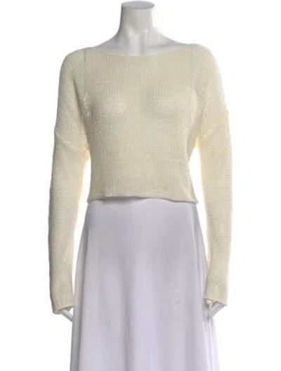 Pre-owned Enza Costa Linen Bateau Neckline Sweater In Neutral