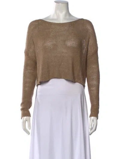 Pre-owned Enza Costa Linen Bateau Neckline Sweater In Neutrals