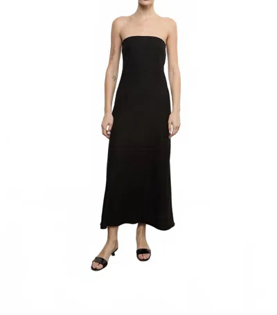Enza Costa Linen Bias Dress In Black