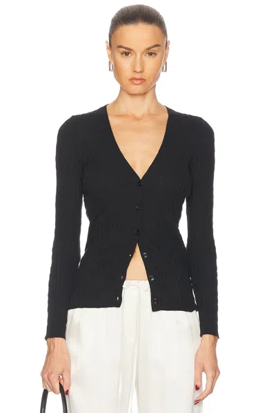Enza Costa Linen Cotton V-neck Cardigan In Black