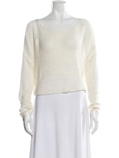 Pre-owned Enza Costa Linen Crew Neck Sweater In Neutral