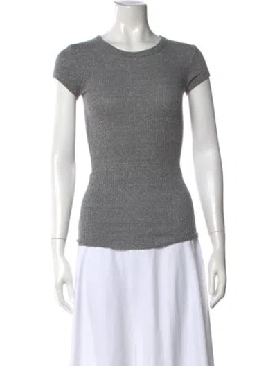 Pre-owned Enza Costa Linen Crew Neck T-shirt In Grey