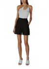Enza Costa Linen High Waisted Shorts In Black In Multi
