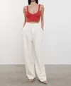 Enza Costa Linen Knit Bralette In Poppy In Red