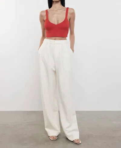 Enza Costa Linen Knit Bralette In Poppy In Red