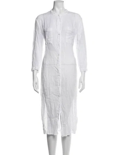 Pre-owned Enza Costa Linen Long Dress In White