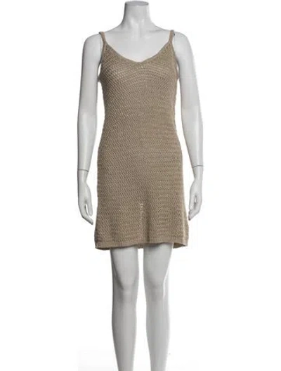 Pre-owned Enza Costa Linen Mini Dress In Neutrals
