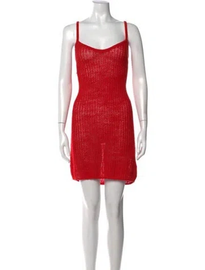 Pre-owned Enza Costa Linen Mini Dress In Red