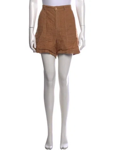 Pre-owned Enza Costa Linen Mini Shorts In Brown