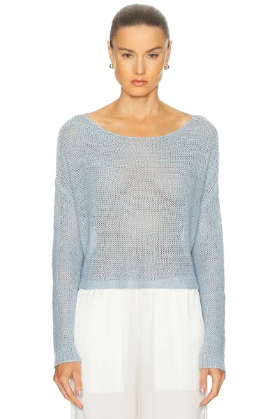 Enza Costa Linen Open Knit Bateau Sweater
