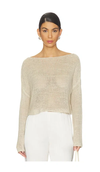Enza Costa Linen Open Knit Bateau Sweater In Neutral