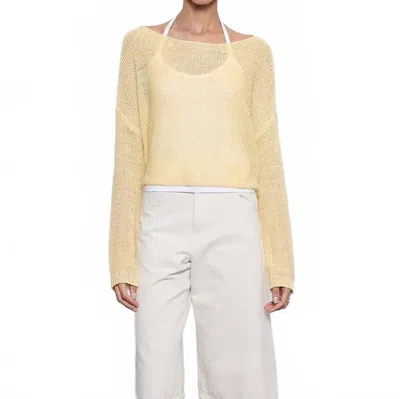 Enza Costa Linen Open Knit Bateau Sweater In Flan In Multi